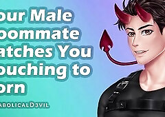 Sexy Hunk Roommate Catches U Masturbating to Porn, Joins U in Mutual Masturbation -- Diabolical D3vil