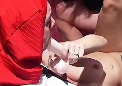 Busty milf gives a warm DT to her man