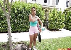 Stretching Yoga Vagina in Bonk Bus