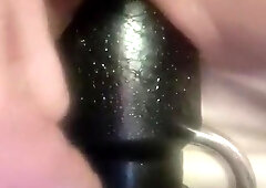 Christina takeing a yam-sized huge Black ass-plug 10cm in diameter