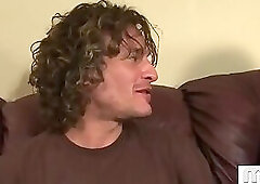 Curly Haired Man is Spitroasted