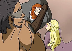 Arab and redhead milf act out BBC roleplay on camera