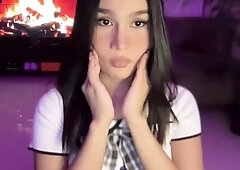 Cute amateur brunette naughty in solo jerking show on camera