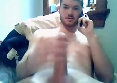 Guy Talking By The Phone & Jacking Off