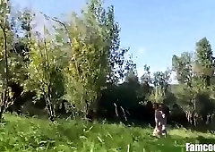 Dad's Wood Goes Inside Son's Asshole Behind The Woods