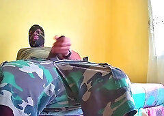 Military Jerking Off Big Black Dick Until Intense Orgasm