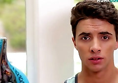 Sporty jock toying asshole and jerking his rod