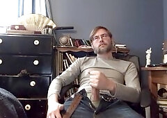 stroking off through denim