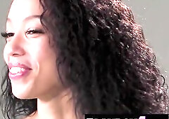 Tiny black mother I'd like to fuck pornstar Alexis Tae fleshly masturbation after interview