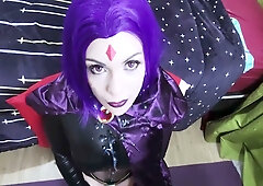 Latex-clad cosplay vixen takes deep throat and creampie in passionate encounter