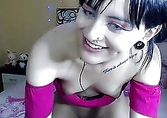 Sexy teen amateur shemale shows off her cock on webcams