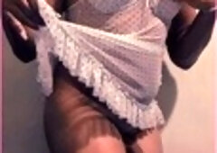 Lingerie, amateur femboy, high heels