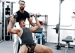Remy and Tyler work out and fuck in the gym