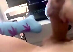 Big dick cums in front of computer