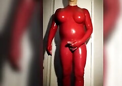 Latexdoll Dollsuit Red Dolly n Puppi Mask