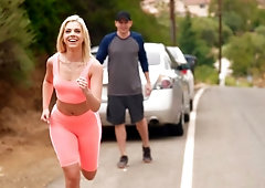 Beautiful innocent blonde Allie Nicole rides on a big dick