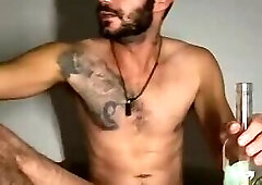 Guy Sniffing A Pair Of Briefs, Jacking Off, and Riding A Bottle