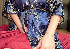 Whorish geisha gives a deep throat and plays with cum