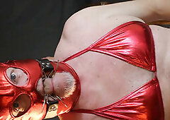 Submissive sissy takes a deep throat and swallows every drop in the gay dungeon