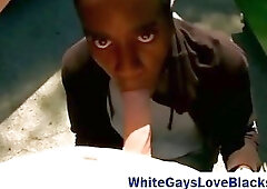 Black guy sucks white cock and gets banged by him
