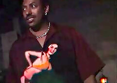 Large ebony man screws ebony girlfriend on the daybed
