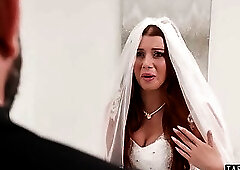 Careful best man calming down a nervous redhead teen bride Stella Luxx