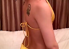 Big balls yellow bikini