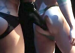 Rosebuds licking and hardcore anal fisting on the stage by gorgeous Axel Abysse and Yoshi Ka