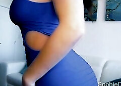 Carnal British Brunette hair Sophie Dee Pours A Lotion All Over Her Breasts!