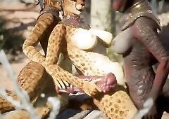 Dragon futanari fills a Cat Angel with her Dong