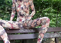 Girl In A Full Floral Outfit Masturbates In The Park