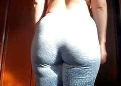 Large butt romanian farting in walking in fresh blue pajamas velvet panties