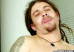 Gay friend masturbating on the sofa