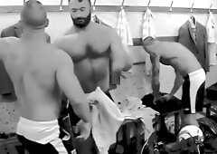CUM AFTER THE GAME : LOCKER ROOM ORGY B W