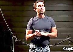 Alex Mecum Casey Jacks Constrained Athletic Muscle Men Bound Rope Bondage Gay Edging BDSM