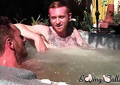 Big dicked Corey Gunz and Dom Ty jack off their dicks while in jacuzzi