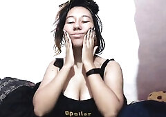 E-gal massages her head and shakes her bazookas, they jump out ..