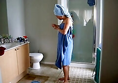 Chinese asian wife showering