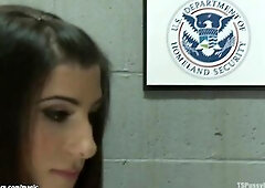 In airport room large melons brunette hair tgirl lady Brenda Von Tease seduces redhead Oriental hottie Kaya Lin and bangs her throat and vagina in var