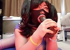 Sissy gets tied up and gives a filthy gargle