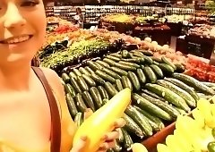 Naughty girl flashes her curves and rubs her pussy in public