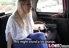 Love Creampie Breathtaking breasty golden-haired lets taxi driver cum inside for money