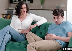 Naughty mommy stepmother consoled stepson