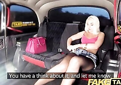 Fake Taxi Hawt blond in taut denim shorts with fishnets and heels