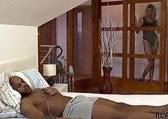 Black4K. Interracial sex of blond coquette and favourable ebony gentleman