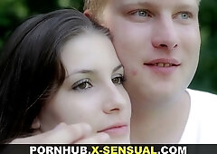 Zena Little and her lover share passionate outdoor intimacy in the forest