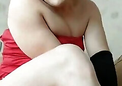 Red Princess Kitty Cross Having Fun in Red Dress
