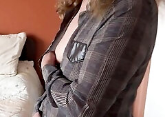 The maid's stepson jerks off watching me expose myself and wishes to bang me