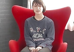 Sensual Asian shemale with small tits rides a hard dick