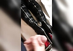 jerking off over stockings and skintight haunch boo